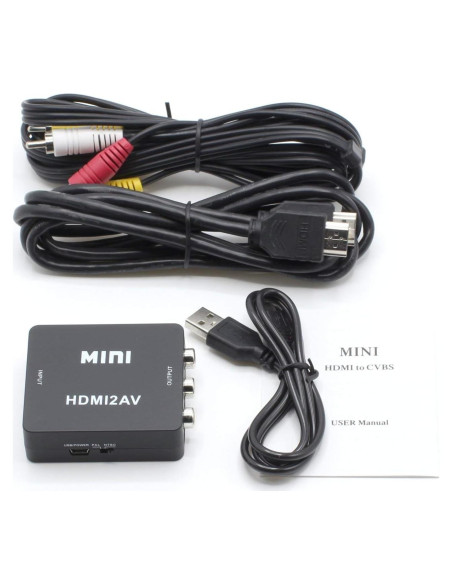 Convertidor HDMI a RCA THE CIMPLE CO - Kit Completo Negro Convertidor HDMI a RCA THE CIMPLE CO - Kit Completo Negro