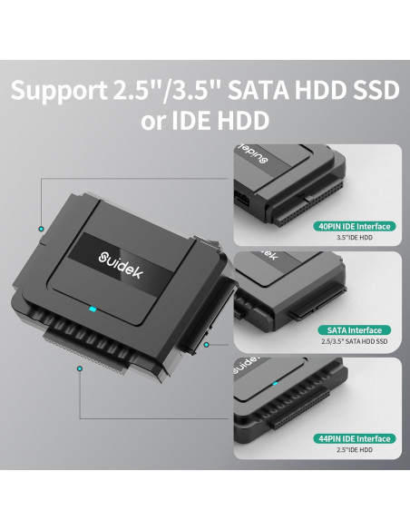 Convertidor USB 3.0 a IDE SATA SUIDEK - Lector HDD/SSD 2.5"/3.5" Convertidor USB 3.0 a IDE SATA SUIDEK - Lector HDD/SSD 2.5"/3.5"