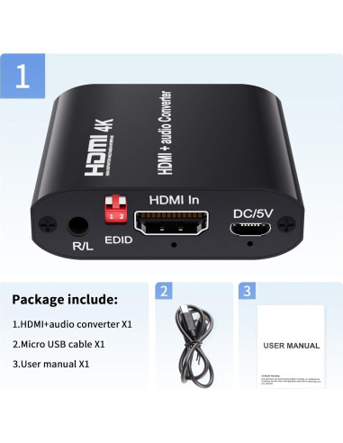 Extractor de Audio HDMI 4K BolAAzuL - Convertidor Toslink Coaxial