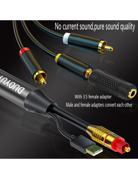 Cable Convertidor de Audio Digital a Analógico 5.03m DUOYUTING Cable Convertidor de Audio Digital a Analógico 5.03m DUOYUTING