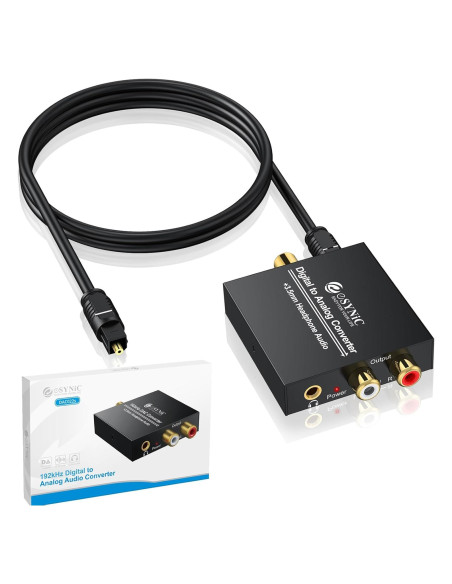 Convertidor de Audio Digital a Analógico eSynic 192KHz RCA y 3.5mm Convertidor de Audio Digital a Analógico eSynic 192KHz RCA y 3.5mm