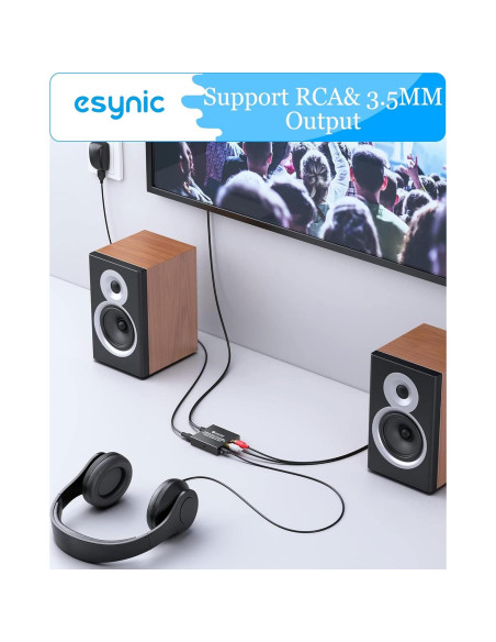 Convertidor de Audio Digital a Analógico eSynic 192KHz RCA y 3.5mm Convertidor de Audio Digital a Analógico eSynic 192KHz RCA y 3.5mm