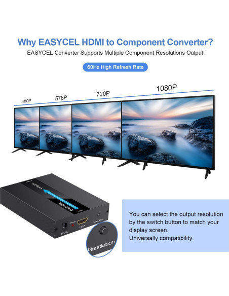 Convertidor HDMI a Componente Easycel 1080P con Escalador Convertidor HDMI a Componente Easycel 1080P con Escalador