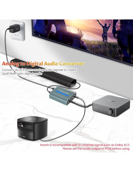 Convertidor de Audio Analógico a Digital DHX 3.5mm a Óptico Convertidor de Audio Analógico a Digital DHX 3.5mm a Óptico
