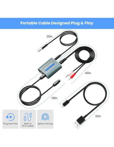 Convertidor de Audio Analógico a Digital DHX 3.5mm a Óptico Convertidor de Audio Analógico a Digital DHX 3.5mm a Óptico