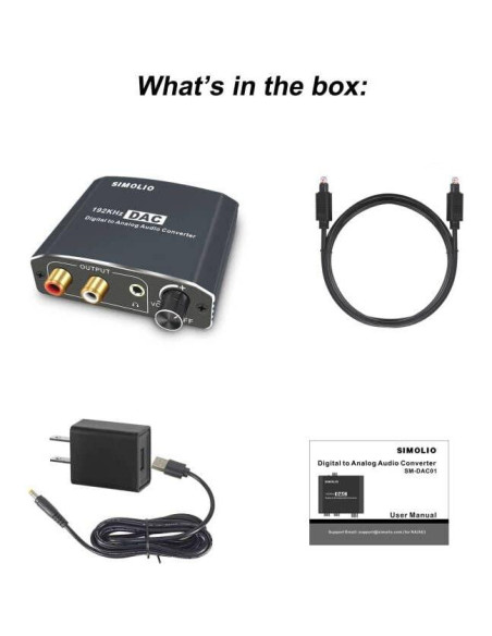 Convertidor de Audio Digital a Analógico Simolio SM-DAC01 192KHz Convertidor de Audio Digital a Analógico Simolio SM-DAC01 192KHz