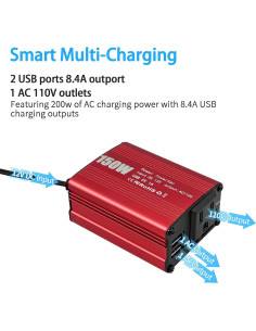 Inversor de Potencia 150W Sugolis 12V a 220V con 2 USB 2