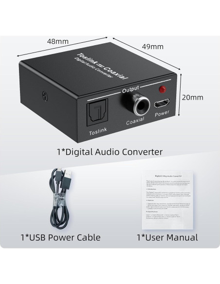 Convertidor de Audio Digital Bidireccional LUKFOCAB Coaxial a Óptico Convertidor de Audio Digital Bidireccional LUKFOCAB Coaxial a Óptico