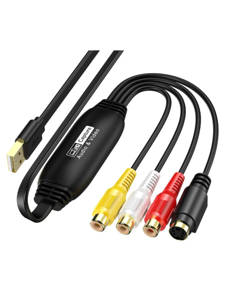Convertidor AV a USB Kizbok para VHS y DVD a digital 1080P Convertidor AV a USB Kizbok para VHS y DVD a digital 1080P