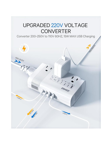 Convertidor de Voltaje DOACE 220V a 110V con USB