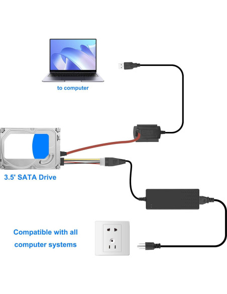 Adaptador SATA PATA IDE a USB 2.0 Yingtuyou 2.5" 3.5" Adaptador SATA PATA IDE a USB 2.0 Yingtuyou 2.5" 3.5"