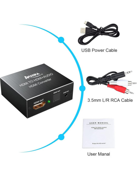 Extractor de Audio HDMI 4K AMANKA a Óptico y 3.5mm Extractor de Audio HDMI 4K AMANKA a Óptico y 3.5mm