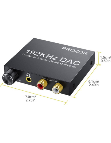 Convertidor de Audio Digital a Analógico PROZOR DAC 192kHz RCA
