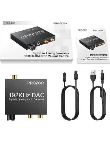 Convertidor de Audio Digital a Analógico PROZOR DAC 192kHz RCA