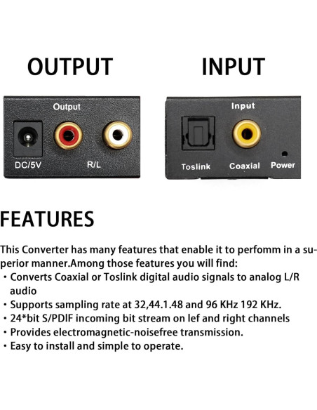Convertidor de Audio Digital a Analógico DAC DOERWINAUD 192KHz Convertidor de Audio Digital a Analógico DAC DOERWINAUD 192KHz