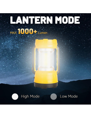 Linterna de Camping LED Prayki 1000 Lúmenes Recargable Amarillo
