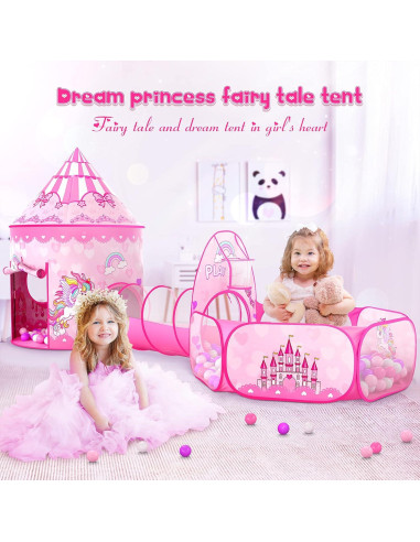 Carpa Princesa Rosa 3 Piezas con Piscina y Túnel