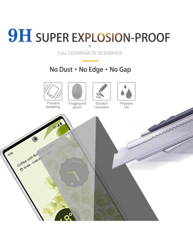 Protector de Pantalla Privado Vidrio Templado 9H para Google Pixel 7A