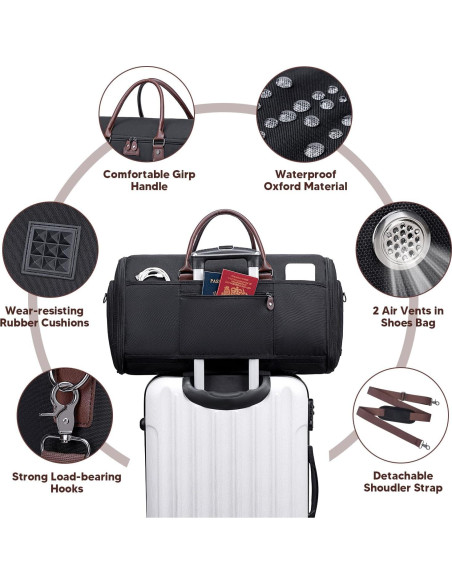 Bolsa de Ropa de Viaje Vessgra 2 en 1 Duffle Convertible 57.9cm Bolsa de Ropa de Viaje Vessgra 2 en 1 Duffle Convertible 57.9cm