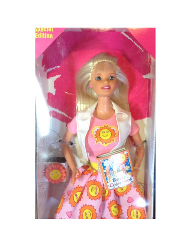 Muñeca Barbie Colorea Conmigo Mattel 1997 con libro
