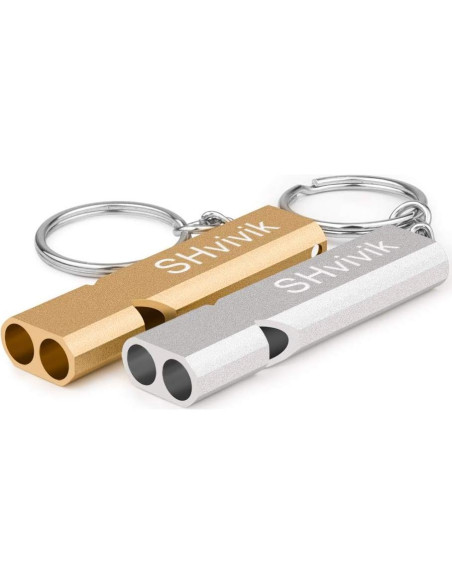Silbato de Emergencia SHvivik 2PCS Doble Tubo Alta Sonoridad Silbato de Emergencia SHvivik 2PCS Doble Tubo Alta Sonoridad