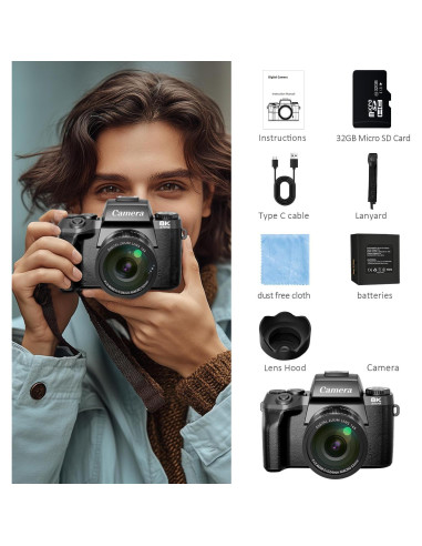 Cámara Digital Saneen WD05 8K 64MP Pantalla Táctil 4"