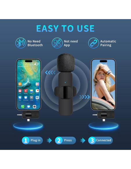 Micrófono Lavalier Inalámbrico SIKAIN K5 para Smartphone y Cámara Micrófono Lavalier Inalámbrico SIKAIN K5 para Smartphone y Cámara