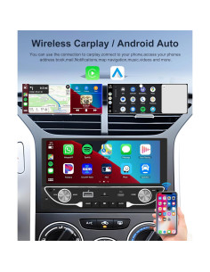 Estéreo de coche PODOFO Doble Din 6.86" CarPlay y Android Auto 2