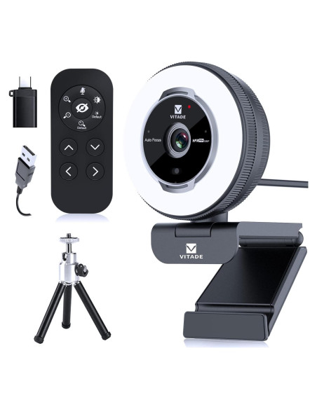 Cámara Web Vitade 862Pro 1080P 60FPS con Luz Anular y Control Remoto Cámara Web Vitade 862Pro 1080P 60FPS con Luz Anular y Control Remoto