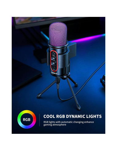 Micrófono Gaming JAMELO USB Condensador RGB para PC y PS4/5
