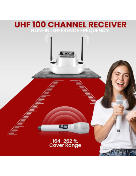 Sistema Micrófono Inalámbrico UHF Pyle con 2 Micrófonos Recargables Sistema Micrófono Inalámbrico UHF Pyle con 2 Micrófonos Recargables