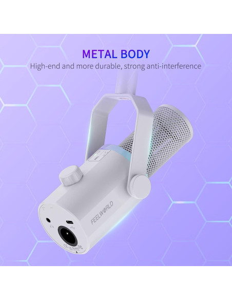 Micrófono Dinámico USB/XLR FEELWORLD PM1 con Brazo Soporte Micrófono Dinámico USB/XLR FEELWORLD PM1 con Brazo Soporte