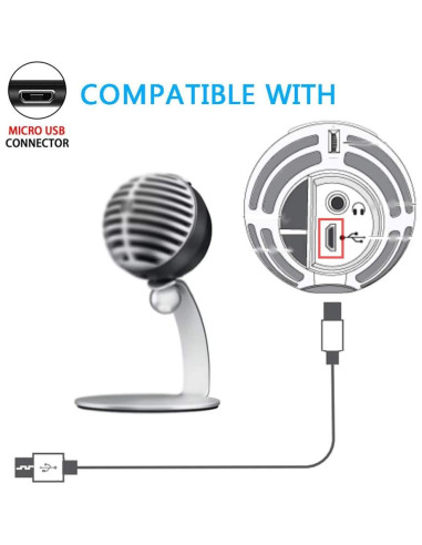 Cable USB 2.0 Shure MV5/MV51/MV88/MV5C/MV7 1.52m Negro