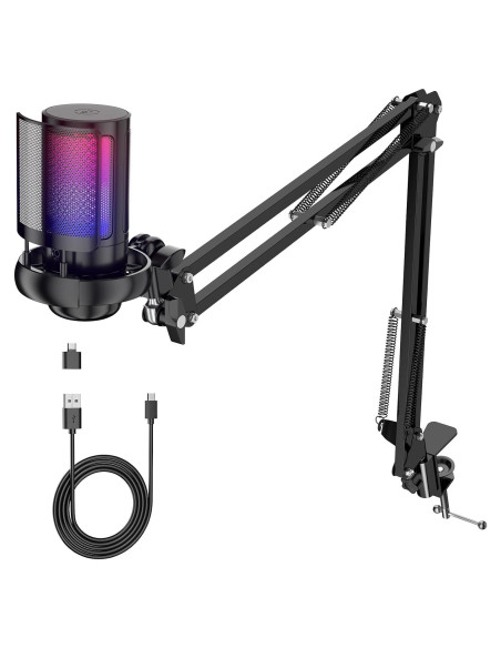 Micrófono USB Gaming MicMingle ME6S con RGB y Soporte Micrófono USB Gaming MicMingle ME6S con RGB y Soporte