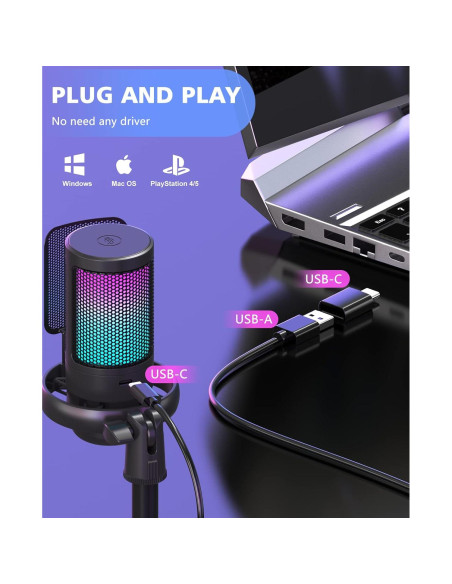 Micrófono USB NJSJ M200 RGB para PC y Consolas - Silencio Táctil Micrófono USB NJSJ M200 RGB para PC y Consolas - Silencio Táctil