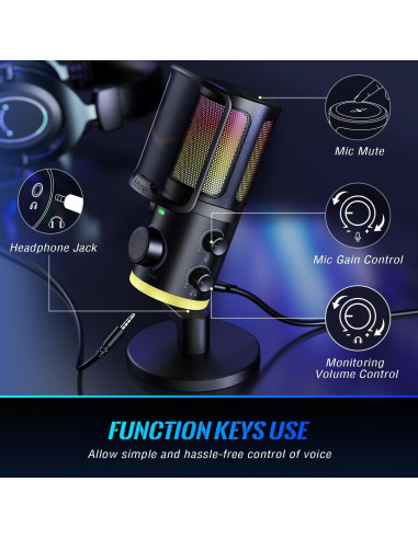 Micrófono USB Gaming FIFINE AM6 con Cancelación de Ruido