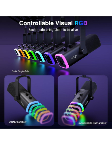 Micrófono Gaming FIFINE AM8T + Mezclador SC3 USB/XLR RGB Micrófono Gaming FIFINE AM8T + Mezclador SC3 USB/XLR RGB