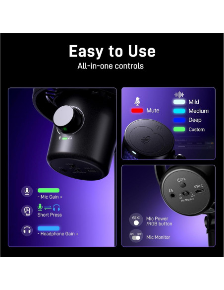 Micrófono Inalámbrico USB MAONO DM40 Pro Negro con AI Micrófono Inalámbrico USB MAONO DM40 Pro Negro con AI