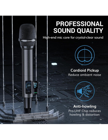 Micrófonos Inalámbricos TONOR TW520, Karaoke UHF 2 Canales