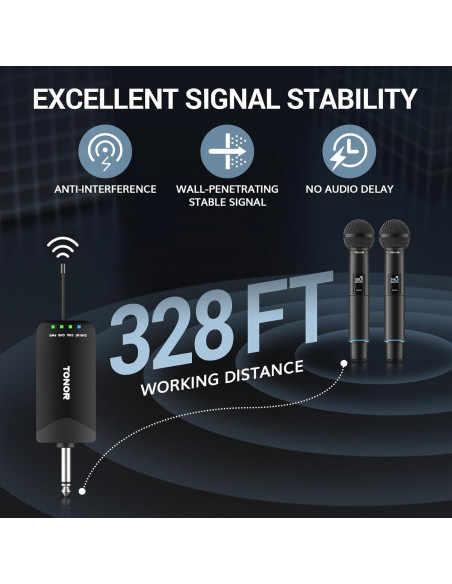 Micrófono Inalámbrico Recargable TONOR TW720, 100m UHF Micrófono Inalámbrico Recargable TONOR TW720, 100m UHF