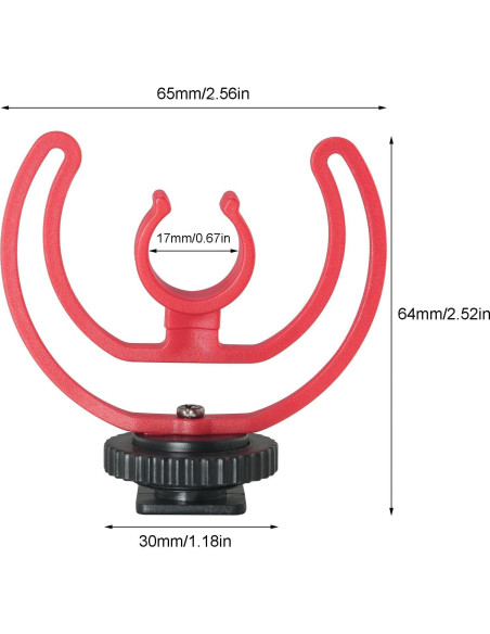 Soporte de micrófono para cámara DSLR 2PCS ABS negro y rojo Soporte de micrófono para cámara DSLR 2PCS ABS negro y rojo