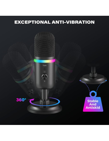 Micrófono USB WMT800 - Condensador Cardioide RGB para PC/MAC/PS4/PS5