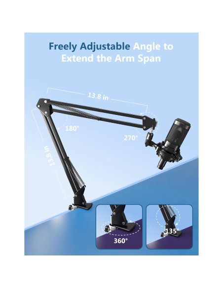 Soporte de Micrófono Boom Arm Borenbuir para Blue Yeti y más Soporte de Micrófono Boom Arm Borenbuir para Blue Yeti y más