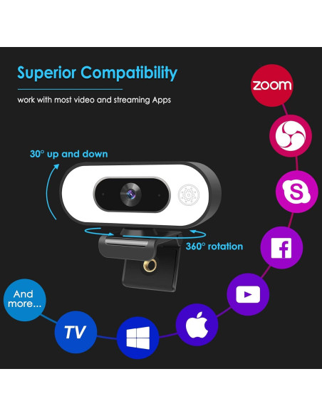 Cámara Web XPCAM 1080P Full HD con Luz Anular y Micrófono Cámara Web XPCAM 1080P Full HD con Luz Anular y Micrófono