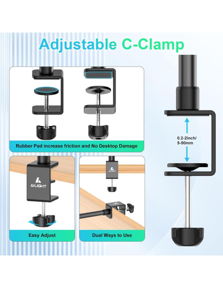 Soporte de escritorio Ailight TS6001 para cámara ajustable 27.4-79cm Soporte de escritorio Ailight TS6001 para cámara ajustable 27.4-79cm