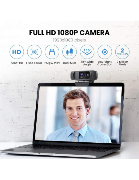 Cámara Web Vitade 672A 1080P HD con Micrófono y Privacidad Cámara Web Vitade 672A 1080P HD con Micrófono y Privacidad