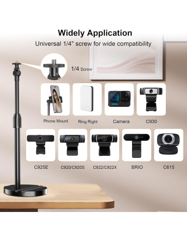Soporte de trípode telescópico LenTok para webcam y teléfono