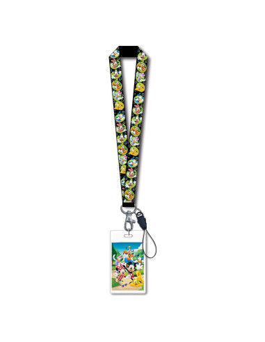 Lanyard Disney Mickey y Pandilla con Portatarjetas Negro