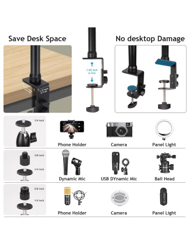 Soporte de Mesa para Cámara Taisioner TSUS-185 Ajustable 40-90cm