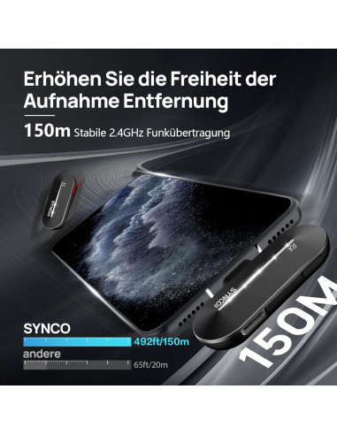 Micrófono Lavalier Inalámbrico SYNCO P1ST USB-C para Smartphone